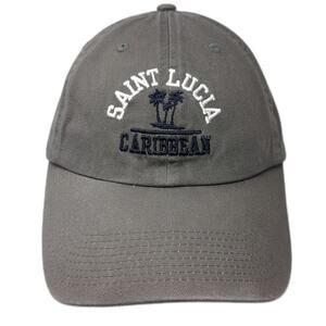 Fahrenheit Baseball Cap Gray One Size Saint Lucia Caribbean Palm Tree Cotton Hat
